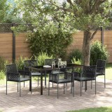 VidaXL Set de masă pentru grădină 7 pcs Negru Rattan poli