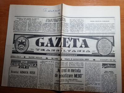 ziarul gazeta de transilvania 5 octombrie 1993-art. caritas,etapa diviziei A foto