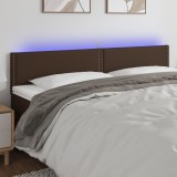 Cumpara ieftin Tăblie de pat cu LED, maro, 180x5x78/88 cm, piele ecologică