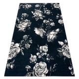 Covor GNAB 60642734 Flori trandafiri albastru inchis / alb, 140x200 cm