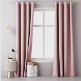 Draperie opaca cu inele Jemidi, 140 x 250 cm, Roz, Poliester, 55309.10