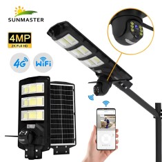 Camera Supraveghere video, Lampa Solara cu Camera Supraveghere 450W PTZ WiFi 4G, IP66, 1080P, Night Vision 10m, Stocare Cloud/TF, Zoom Digital, Interf foto
