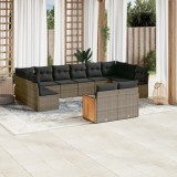 Gossi set canapea de gradina cu perne, 12 piese, gri, poliratan