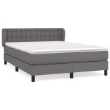 Cumpara ieftin Pat box spring cu saltea, gri, 140x200 cm, piele ecologica