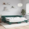 VidaXL Pat de zi cu extensie și saltele verde &icirc;nchis 100x200cm catifea 3197804