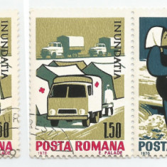România, LP 743/1970, Inundaţia I, nuanţe dif. culoare, eroare, oblit.