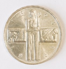 ELVETIA 5 FRANCI 1963 CRUCEA ROSIE ARGINT COMEMORATIVA AUNC UNC ( CITITI DESCRIEREA )