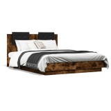 Cumpara ieftin Cadru de pat cu tablie stejar fumuriu 120x190 cm lemn prelucrat