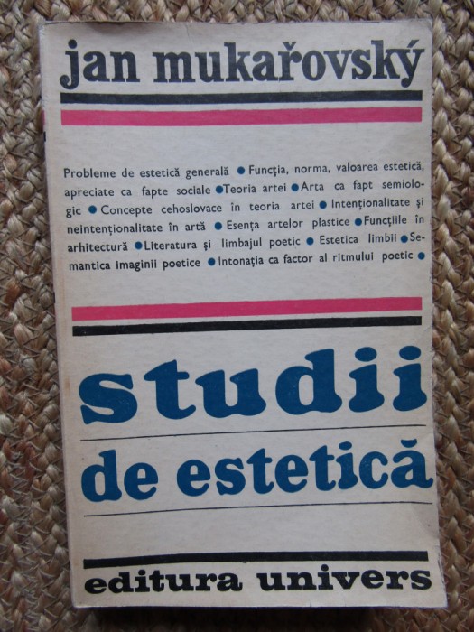 STUDII DE ESTETICA de JAN MUKAROVSKY, 1974