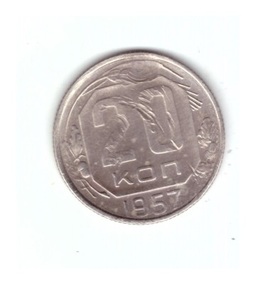 Moneda Rusia Urss 20 kopecks / copeici 1957, lovita si un pic deformata, curata foto