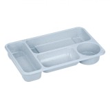 Organizator Sertar Birou, Plastic, 4 Compartimente, Gri, 25x15.5x3.6cm, Oem