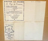 G566-Harta Franta Turistica veche interbelica toate resedintele birourilor de turism si voiaj 41/41 cm.