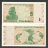 Zimbabwe 5 Dolari 2009 UNC P-93 Bancnota Necirculata
