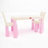 Set masa pentru copii cu 2 scaune MyKids roz deschis, plastic rezistent
