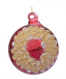 Set 12 globuri sticla rosie Florid 8 cm