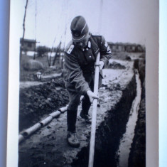 P.097 FOTOGRAFIE RAZBOI WWII OFITER TRUPE RAD REICHSARBEITSDIENST 9,5/6,5cm