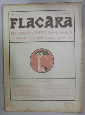 FLACARA , REVISTA LITERARA , ARTISTICA , SOCIALA , ANUL VII , NR. 39 , 29 SEPTEMBRIE , 1922 foto
