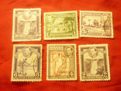 Serie mica British Guyana 1938 R.George VI , motive locale , 6val. stampilate foto
