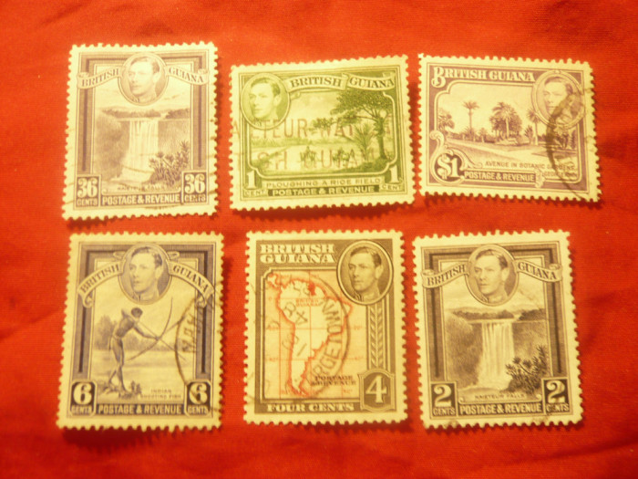 Serie mica British Guyana 1938 R.George VI , motive locale , 6val. stampilate