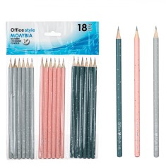 Creioane HB Office Style, Rotunde, Multicolor, Set 18 Bucăți