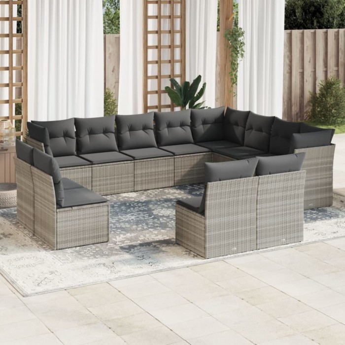 Gossi set canapele de gradina cu perne, 12piese gri deschis poliratan
