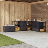 vidaXL Dulap de depozitare pentru bucătărie Negru 60 x 50 x 92 cm Oţel