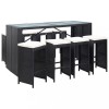 VidaXL Set mobilier de bar de exterior, negru, poliratan 49569