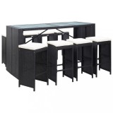 Set mobilier de bar de exterior, negru, poliratan GartenMobel Dekor, vidaXL