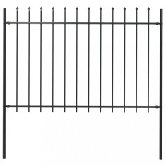 vidaXL Gard de grădină cu v&acirc;rf suliță, negru, 1,7 x 1,2 m, oțel