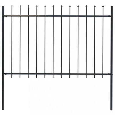 vidaXL Gard de grădină cu v&amp;acirc;rf suliță, negru, 1,7 x 1,2 m, oțel foto