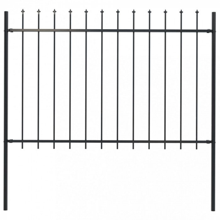 vidaXL Gard de grădină cu v&acirc;rf suliță, negru, 1,7 x 1,2 m, oțel
