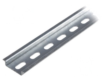 Șină DIN TS35 1m Perforată Oțel Zincat 7.5mm foto