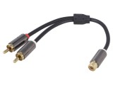 Cablu RCA Aurit Stereo 0.2m Negru