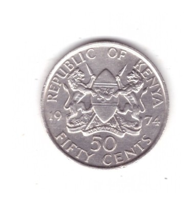 Moneda Kenya 50 cents/centi 1974, stare foarte buna, cu luciu foto
