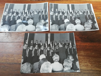 Lot 3 fotografii Corul Madrigal,1968, Marin Constantin, primele concerte,9x12 cm foto