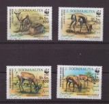 111-WWF SOMALIA 1992 -serie de 4 timbre nestampilate,tematica animale,MNH, Nestampilat