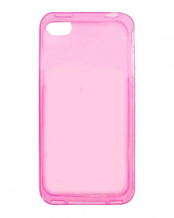 Husa silicon cauciucat roz transparent ultraslim pentru Apple iPhone 4/4S