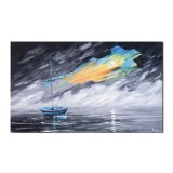 Tablou pictat manual modern, Velier, 100x60cm ulei pe panza in cutit efect 3D, Spectaculos