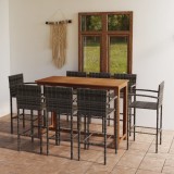 VidaXL Set mobilier bar de grădină, 9 piese, gri