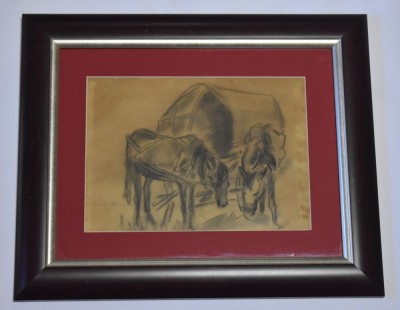 Iulia Hălăucescu (1924-2007), pictoriță rom&amp;acirc;nă - Lucrare grafică / desen / compoziție cu cai foto