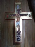 Cruce ,pictata manual pe lemn 70cm/50cm