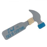 Decorațiune Lemn, Ciocan Gri/Albastru, Dimensiuni 19.3x10cm, Mesaj &quot;Dad = Fixer of Everything&quot;, Oem