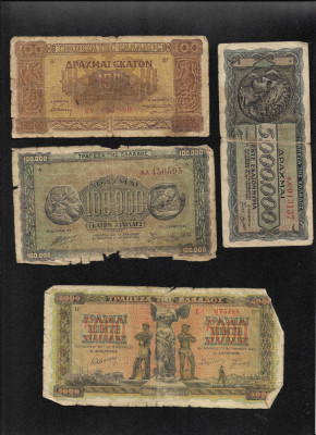 Set Grecia 4 bancnote uzate foto