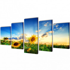 Set Tablouri P&acirc;nză Cu Imprimeu Floarea Soarelui 100 x 50 cm 241572