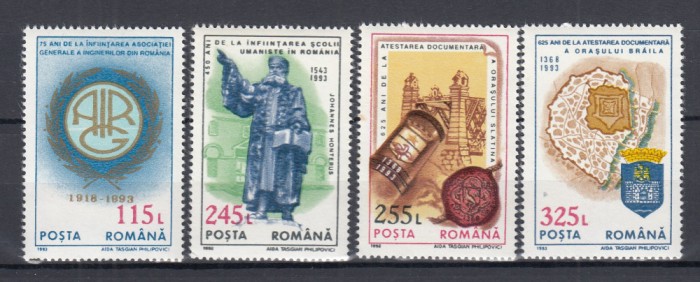 ROMANIA 1993 LP 1330 ANIVERSARI - EVENIMENTE SERIE MNH