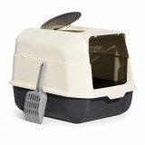 Litieră Acoperită pentru Pisici cu Filtru și Lopățică, 51x36x34 cm, Gri