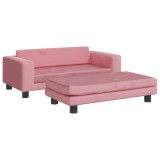 Cumpara ieftin Canapea pentru copii cu taburet roz 100x50x30 cm catifea