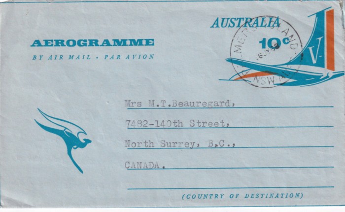 FILATELIE TEMATICA - PLIC AUSTRALIA TEMATICA AVION AVIOANE AVIATIE AIRMAIL AEROGRAM