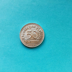50 Pfennig 1922 Lit. D -Germania-AUNC-UNC -Luciu de batere