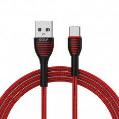 Cablu Date si Incarcare USB la USB Type-C Golf GC-74t, 3A, 1 m, Rosu